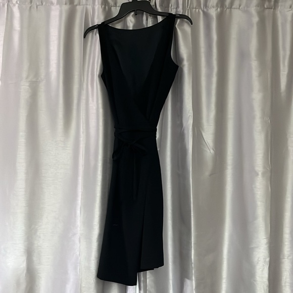 Esprit black wrap dress vintage v in the back size 3/4 lined - Picture 2 of 9